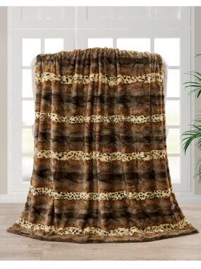 Animal Printed Double Sided Faux Fur Throw 50X60 NWT